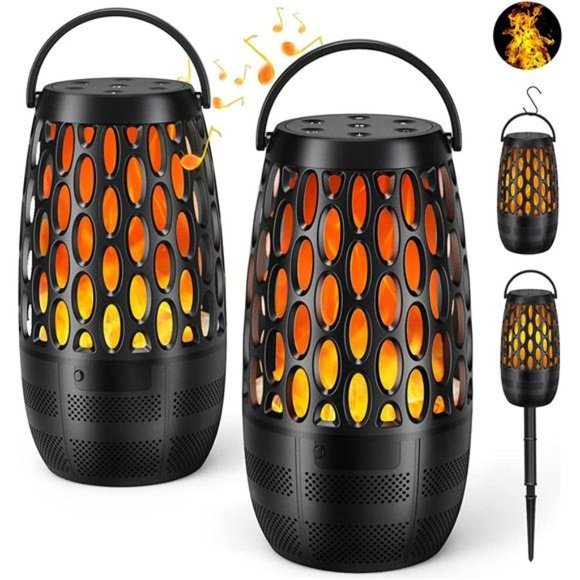 Outdoor Bluetooth Speaker Waterproof - 2 Pack Wireless w/ Stake & Hook Portable